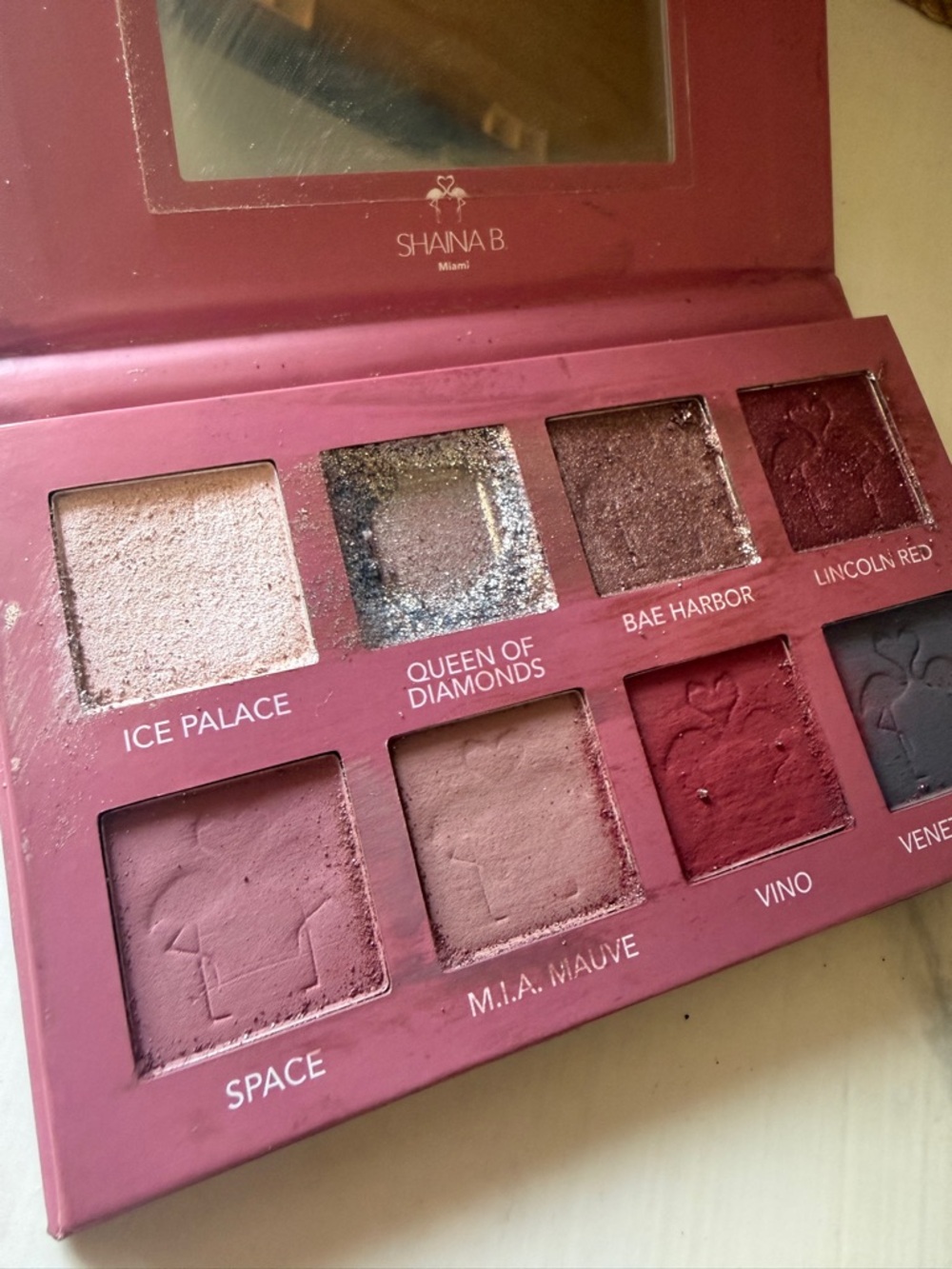 Shaina B. Miami Mini Eyeshadow Palette sparkly pink silver